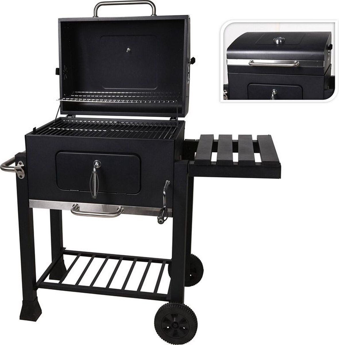 Oneiro’s Luxe Vaggan Houtskool BBQ - 117 x 66 x H108- mat zwart - zomer - grillen - tuin - koken – tafelen