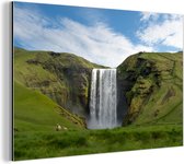 Wanddecoratie Metaal - Aluminium Schilderij Industrieel - Waterval - IJsland - Natuur - 60x40 cm - Dibond - Foto op aluminium - Industriële muurdecoratie - Voor de woonkamer/slaapkamer