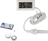 Tool Meister TM1D - Koelkast & Vriezer Thermometer - Binnen & Buiten - Koken/Zwembad/Aquarium - 1 meter - Wit 1 Stuk - Incl batterijen