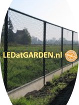 LEDatGARDEN.nl | Tennisdraad vlechtwerk hekwerk 25 meter X 1 meter hoog incl. 11 palen en alle andere materialen | Zwart