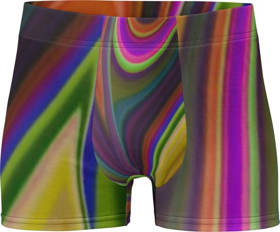 II THE MOON paars olijfgroen Boxershort handgemaakt met unieke psychedelische print ontworpen door Moon