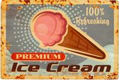 Spreukbord - Ice Cream Ijs - Hout - Vintage - Retro - Bord - Tekstbord - Wandbord - Wanddecoratie - Muurdecoratie - Cafe - Bar - Man - Cave