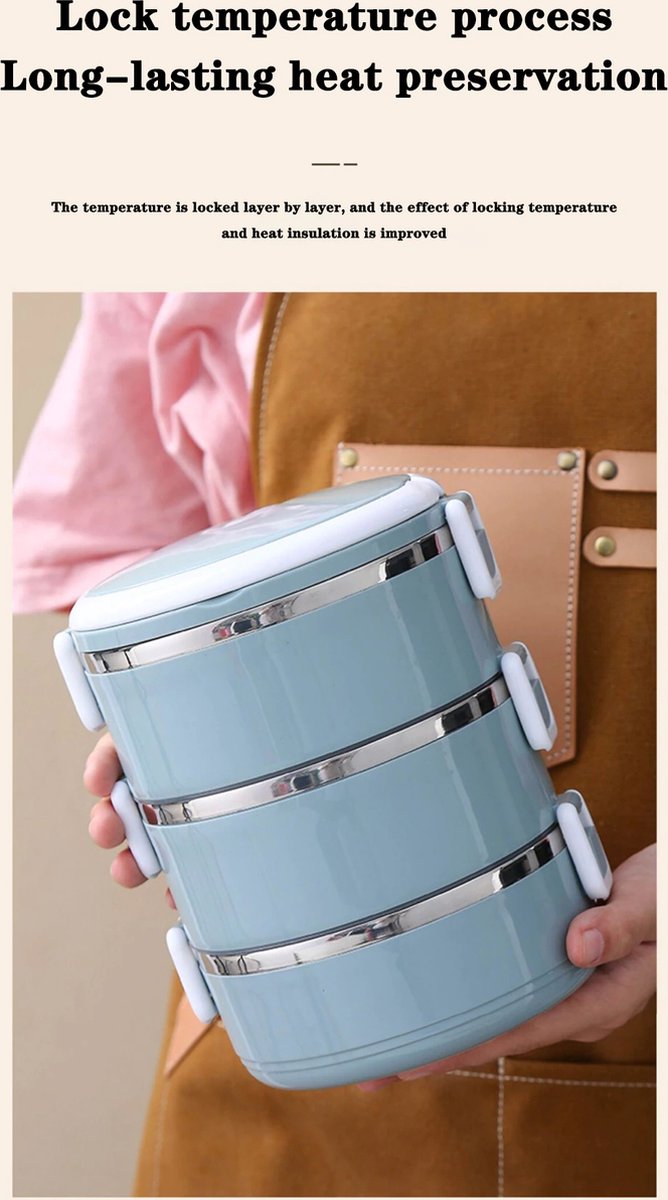 Lunchbox thermische roestvrij staal - 3 lagen stapelbaar - RVS - lekvrije bento-boxen met handvat draagbare voedselcontainer - school / kantoor / werk / thuis / picknick Lunchbox thermische roestvrij staal - 3 lagen stapelbaar - RVS - lekvrije bento-boxen met handvat draagbare voedselcontainer - school / kantoor / werk / thuis / picknick