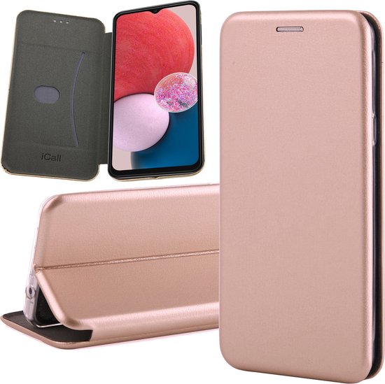 Etui Samsung Galaxy A13 4G - Etui Livre Etui Portefeuille en Cuir Etui Porte-Cartes Minimaliste Or Rose