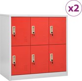 Lockerkasten 2 st 90x45x92,5 cm staal lichtgrijs en rood