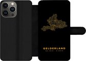 Bookcase Geschikt voor iPhone 13 Pro telefoonhoesje - Gelderland - Nederland - Black - Gold - Met vakjes - Wallet case met magneetsluiting