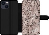 Bookcase pour iPhone 13 Mini Bookcase - Imprimé animal - Grijs - Zwart - Avec poches - Étui portefeuille avec fermeture magnétique