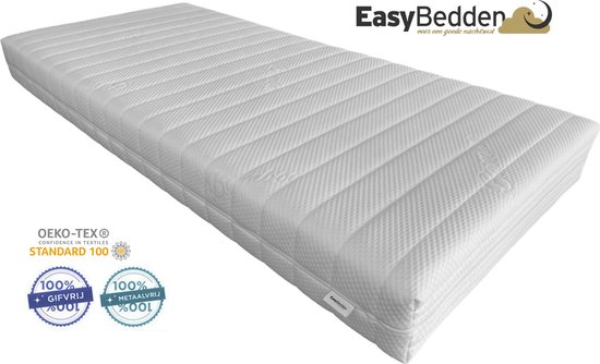 EasyBedden® koudschuim HR45 / HYBRIDE matras 90x220 20 cm – Luxe uitvoering - Premium tijk - ACTIE - 100% veilig product