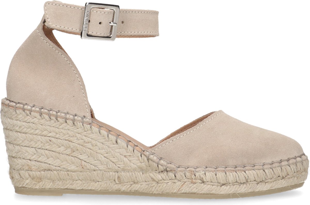 Manfield - Dames - Beige suède sleehakken - Maat 37