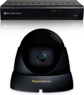 Securetech bekabeld camerabewaking systeem - met 1 beveiligingscamera - zwart - voor binnen & buiten - haarscherp beeldkwaliteit - nachtzicht tot 30 meter - software voor smartphon