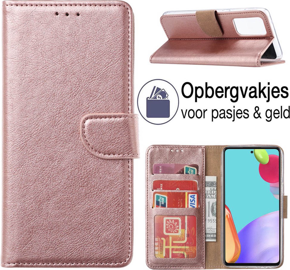 Samsung Galaxy A53 5G Hoesje - boek hoesje - Galaxy A53 Book Case portemonnee wallet case - Rose goud - EPICMOBILE