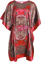 Dames kaftan/tuniek satijn one size 36-48 rood