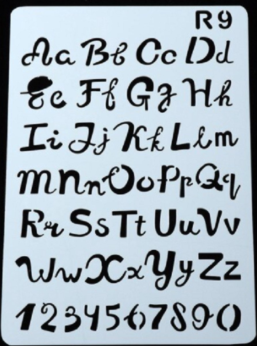 Lettersjablonen - Sjabloon met letters - Alfabet - ABC - Cijfers - Handlettering - Bullet Journaling - #R9 - 17,8X26cm