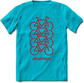 Amsterdam Fiets Stad T-Shirt | Souvenirs Holland Kleding | Dames / Heren / Unisex Koningsdag shirt | Grappig Nederland Fiets Land Cadeau | - Blauw - XXL