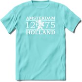 Amsterdam T-Shirt | Souvenirs Holland Kleding | Dames / Heren / Unisex Koningsdag shirt | Grappig Nederland Fiets Land Cadeau | - Licht Blauw - S
