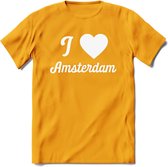 I Love Amsterdam T-Shirt | Souvenirs Holland Kleding | Dames / Heren / Unisex Koningsdag shirt | Grappig Nederland Fiets Land Cadeau | - Geel - S