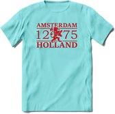 Amsterdam T-Shirt | Souvenirs Holland Kleding | Dames / Heren / Unisex Koningsdag shirt | Grappig Nederland Fiets Land Cadeau | - Licht Blauw - XXL