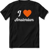 I Love Amsterdam T-Shirt | Souvenirs Holland Kleding | Dames / Heren / Unisex Koningsdag shirt | Grappig Nederland Fiets Land Cadeau | - Zwart - L