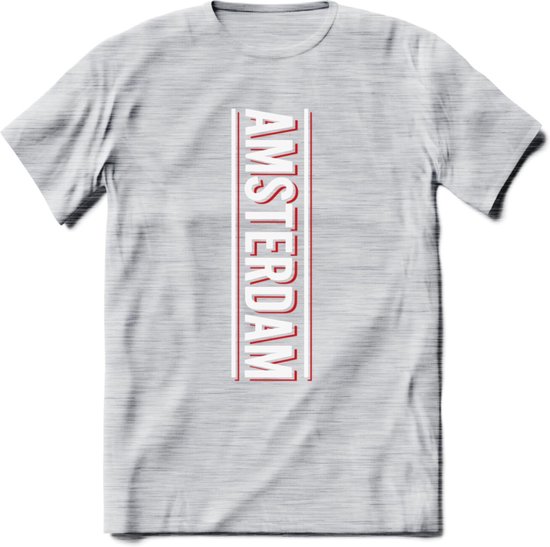 Amsterdam T-Shirt | Souvenirs Holland Kleding | Dames / Heren / Unisex Koningsdag shirt | Grappig Nederland Fiets Land Cadeau | - Licht Grijs - Gemaleerd - S