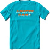 Amsterdam T-Shirt | Souvenirs Holland Kleding | Dames / Heren / Unisex Koningsdag shirt | Grappig Nederland Fiets Land Cadeau | - Blauw - S