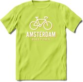 Amsterdam Bike Town T-Shirt | Souvenirs Holland Kleding | Dames / Heren / Unisex Koningsdag shirt | Grappig Nederland Fiets Land Cadeau | - Groen - M