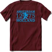 Amsterdam T-Shirt | Souvenirs Holland Kleding | Dames / Heren / Unisex Koningsdag shirt | Grappig Nederland Fiets Land Cadeau | - Burgundy - M