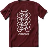 Amsterdam Fiets Stad T-Shirt | Souvenirs Holland Kleding | Dames / Heren / Unisex Koningsdag shirt | Grappig Nederland Fiets Land Cadeau | - Burgundy - XXL