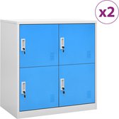 Lockerkasten 2 st 90x45x92,5 cm staal lichtgrijs en blauw