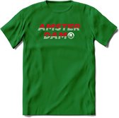 Amsterdam T-Shirt | Souvenirs Holland Kleding | Dames / Heren / Unisex Koningsdag shirt | Grappig Nederland Fiets Land Cadeau | - Donker Groen - XXL