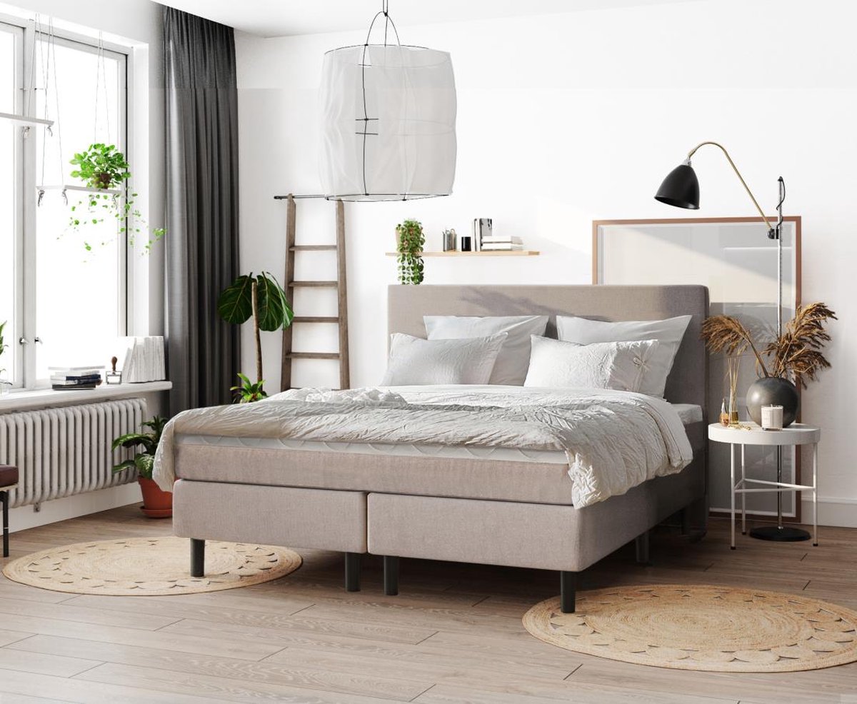 NumberOne® 2 Persoons Boxspring Springcrest 140x200 cm - Met Geïntegreerde Topper - Beige