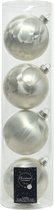4x stuks kerstballen wit ijslak van glas 10 cm - mat/glans - Kerstversiering/boomversiering