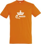 Oranje T shirt met  " Queen " print Wit size M