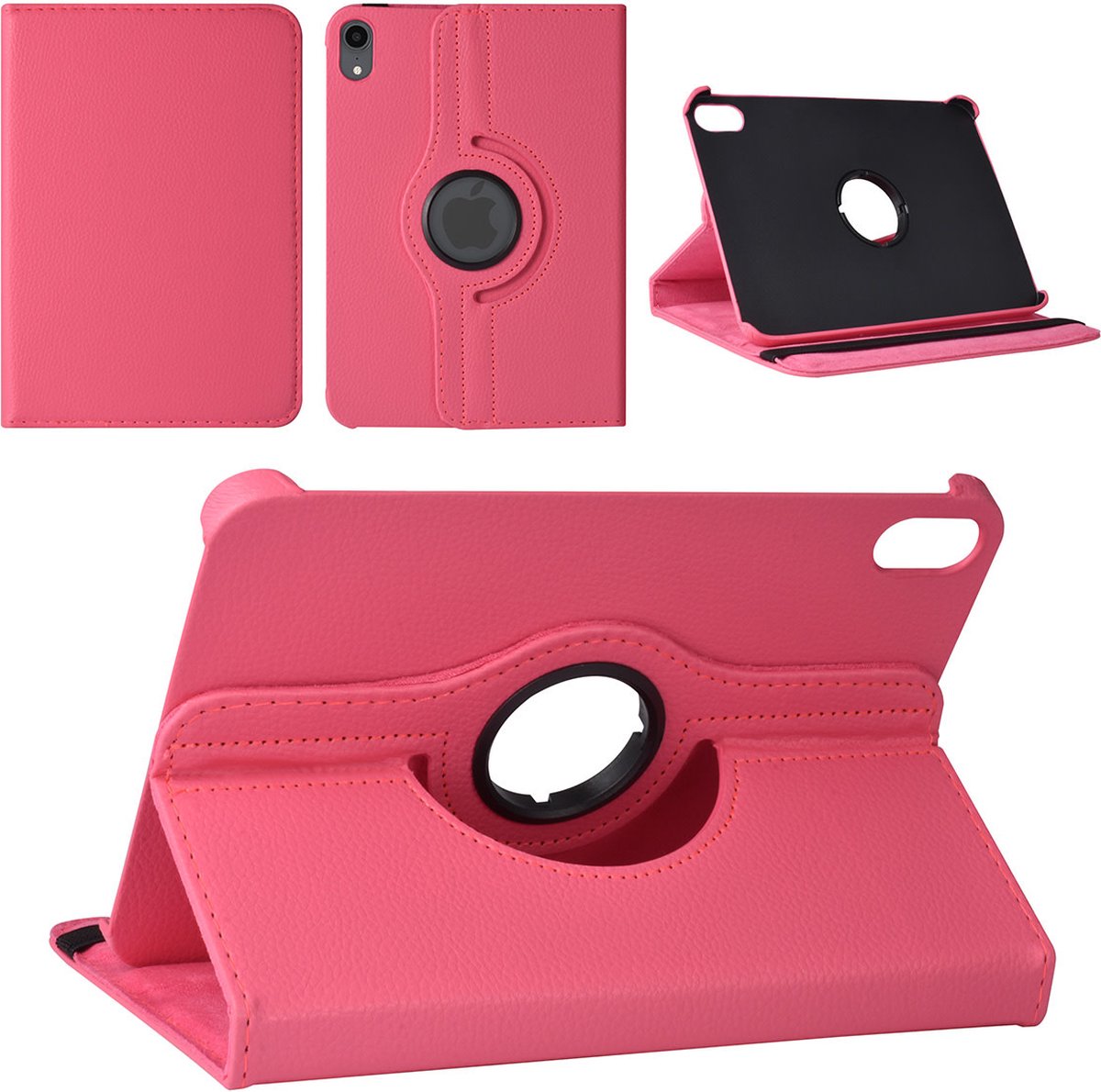 iPad Mini 2021 Book Case Tablethoes - Felroze - 360 graden draaibaar