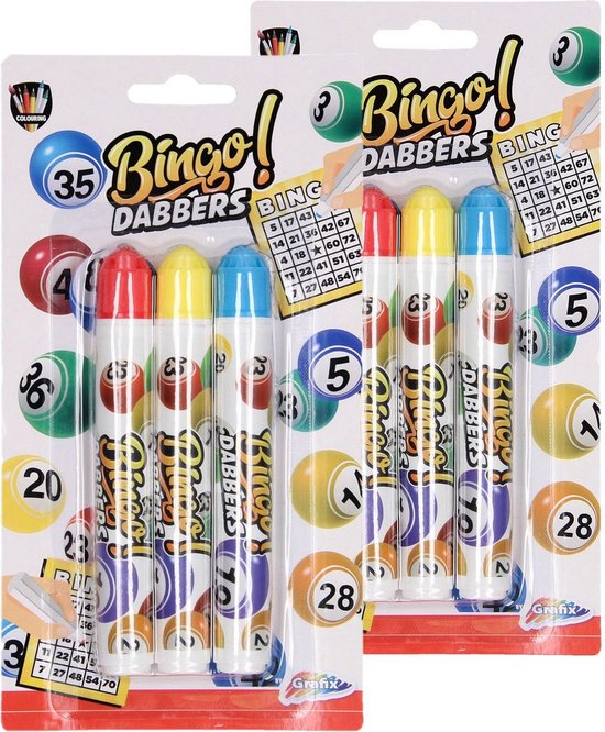 Frank Bel terug monster 6 x Bingo stiften/markers - Blauw - Geel - Rood - Bingo Dabbers - bingo  markers -... | bol.com