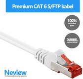Neview - 30 meter premium S/FTP kabel - CAT 6 100% koper - Wit - Dubbele afscherming - (netwerkkabel/internetkabel)