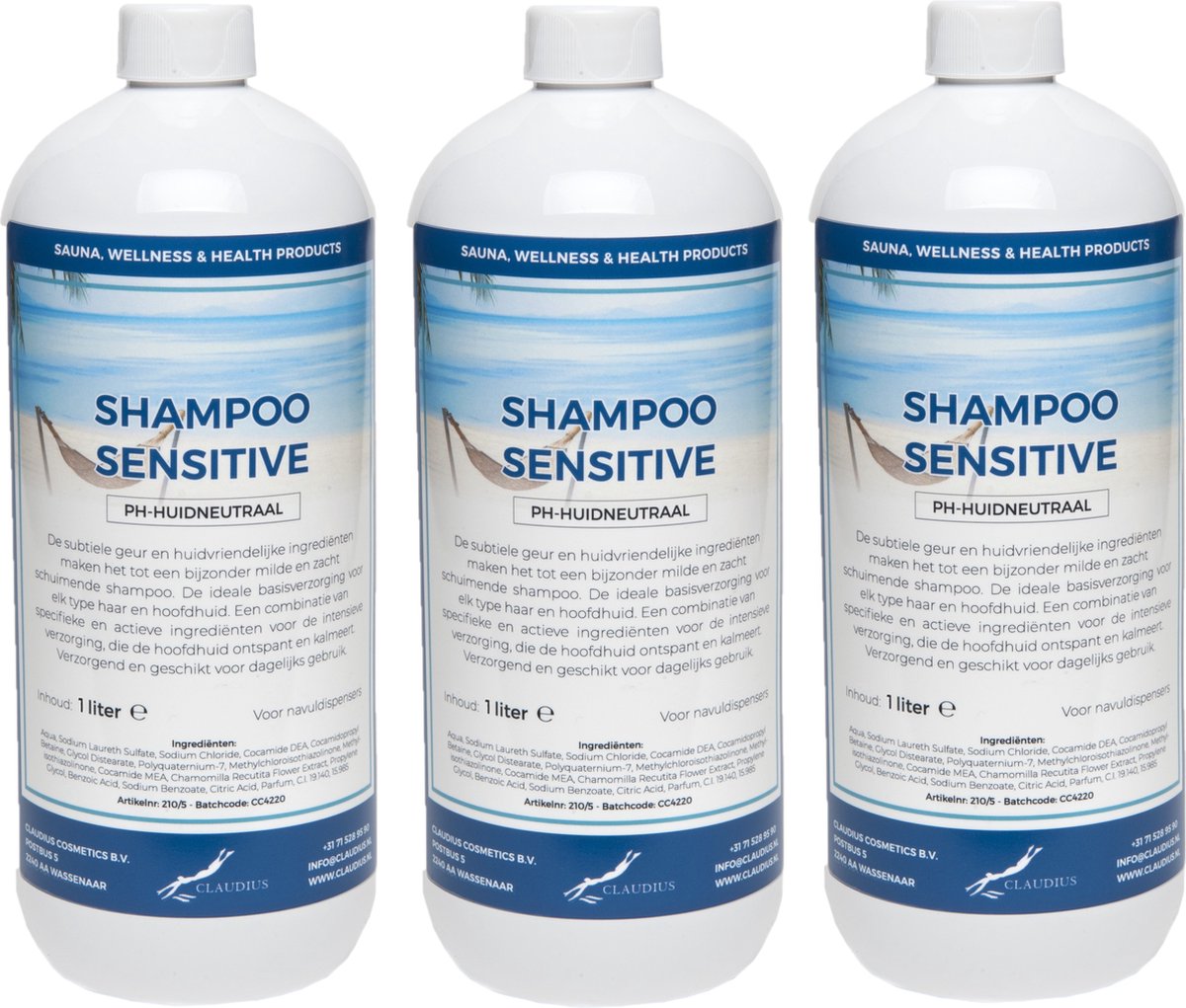 Shampoo Sensitive - 1 Liter - set van 3 stuks