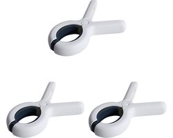Klemmen 3 stuks - Wasknijpers - 3 stuks - Wit en blauw 100% kunststof en dus roestvrij | Laten geen afdrukken achter