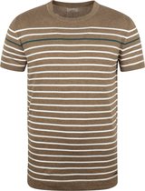 Dstrezzed - T-shirt Contrast Strepen Bruin - Maat L - Modern-fit