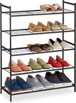 Range-chaussures empilable Relaxdays - 5 couches - porte-chaussures en métal - organisateur de chaussures - noir