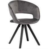 Stoel - Eetkamerstoel - Modern - Gestoffeerd - Metaal - Donkergrijs - 56x80x43
