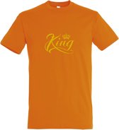 Oranje T shirt met  " King " print Goud size XXL