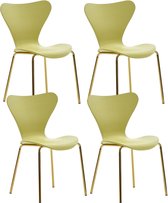 Eetkamerstoelen - Keukenstoelen - Set van 4 - Kunststof/metaal - Geel/goud - 50x47x78 cm