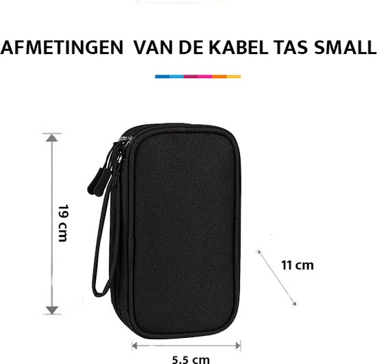 YONO Kabel Organiser Tas Small - Compacte Kabeltas - Opbergtas voor Elektronica en Accessoires - Etui Organizer Case - Zwart
