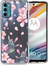 iMoshion Hoesje Geschikt voor Motorola Moto G60 Hoesje Siliconen - iMoshion Design hoesje - Roze / Blossom Watercolor