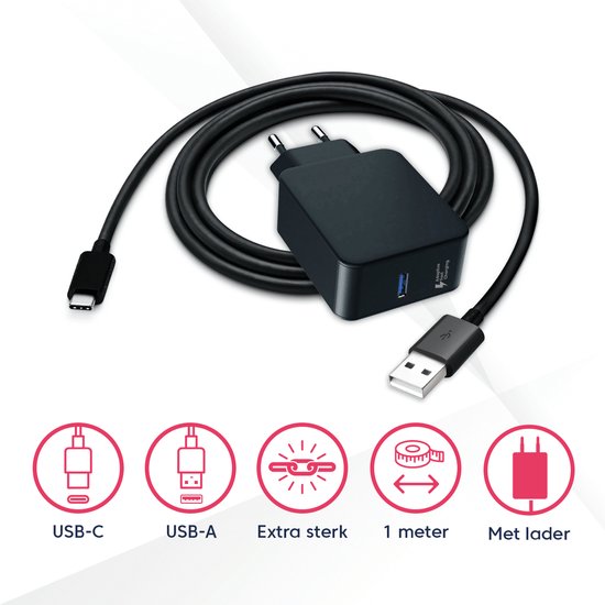 USB-C oplader met Adapter - Fast Charging (3 ampère) | bol.com