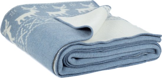 manager zone ik heb het gevonden Most - Merino wollen deken Rendier - blauw-wit - 2 persoons | bol.com