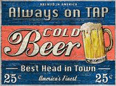 Signs-USA - Retro wandbord - metaal - Cold-Beer-Sold-Here - 30 x 40 cm