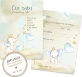 6 Cartes d'anniversaire avec enveloppe BC003 B- Invitation anniversaire - cartes d'invitation - cartes à remplir - bébé - invitations - anniversaire enfant (garçon/garçon)