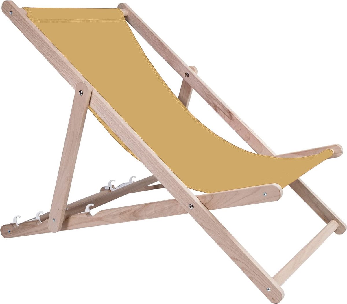 Strandstoel Holtaz Sam - Inklapbaar - Hout - Comfortabele zonnebed - ligbed met verstelbare lighoogte - beige