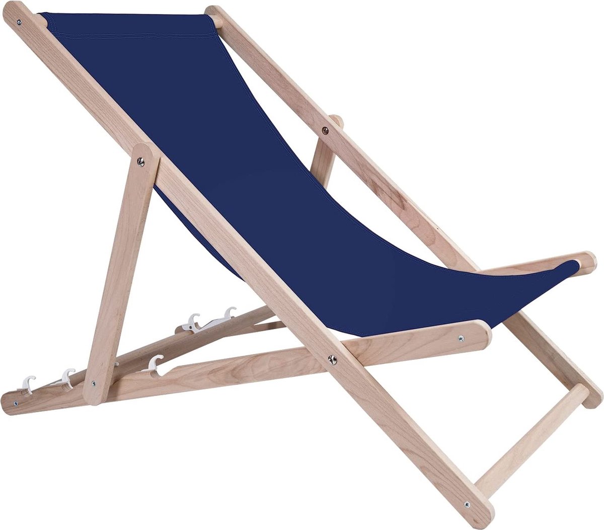 Strandstoel Holtaz Sam - Inklapbaar - Hout - Comfortabele zonnebed - ligbed met verstelbare lighoogte - blauw